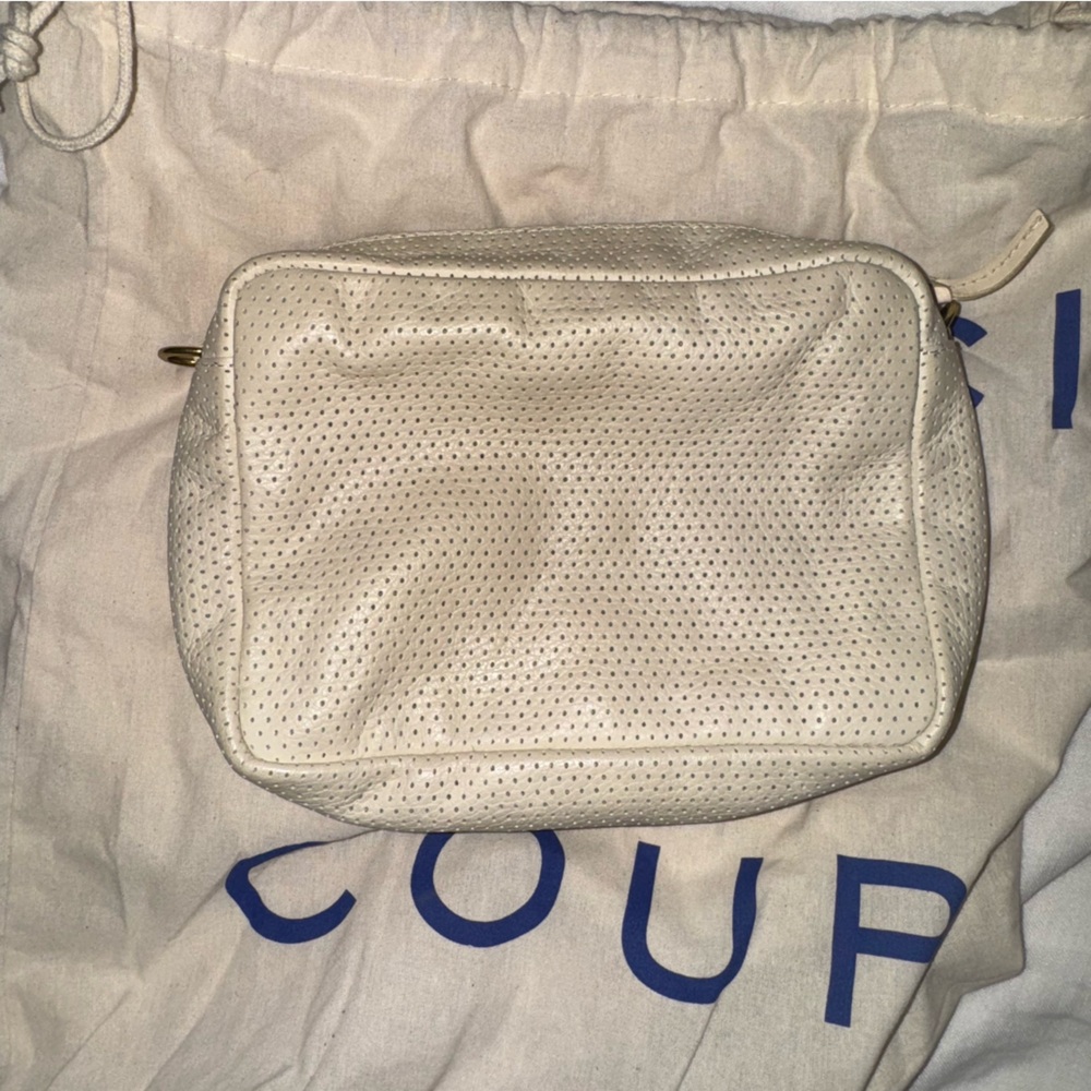 CLARE V micro perf cream midi sac